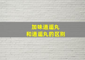 加味逍遥丸 和逍遥丸的区别